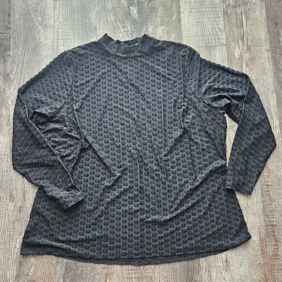 Lane Bryant Tops - Lane Bryant Mock Neck Polka Dot Blouse